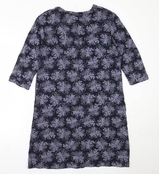 EWM Womens Blue Cotton Shift Size 14 Round Neck