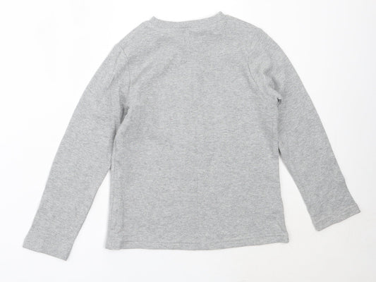 NEXT Boys Grey Cotton Basic T-Shirt Size 7-8 Years Round Neck