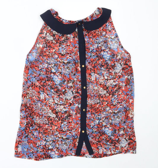 Grace & Mila Womens Red Polyester Basic Blouse Size S Collared