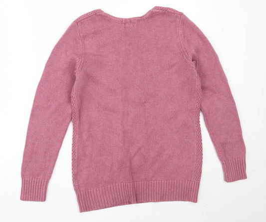 Kenar Womens Pink V-Neck Cotton Pullover Jumper Size L