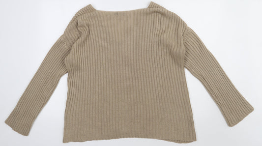 Boohoo Womens Beige Acrylic Pullover Sweatshirt Size 16 Pullover