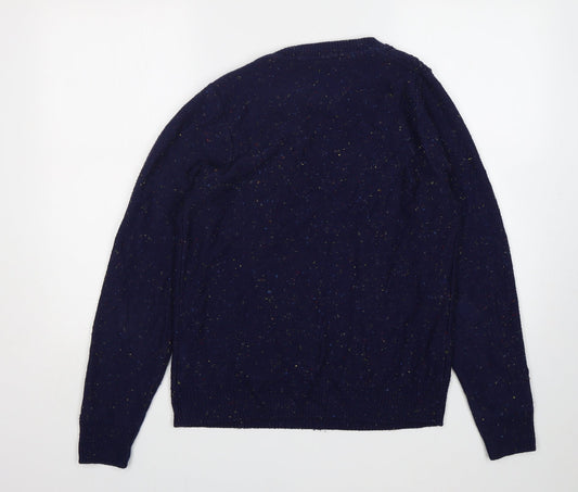 Paul Fredrick Mens Blue Round Neck Acrylic Pullover Jumper Size M