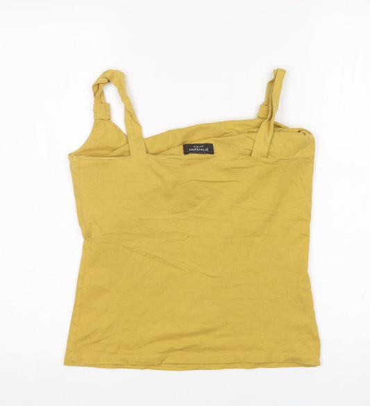 Principles Womens Yellow Cotton Basic Tank Size M Round Neck