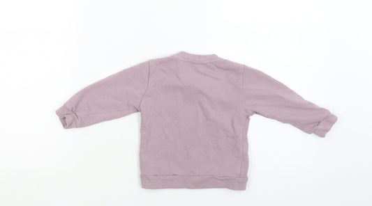 Preworn Baby Purple Cotton Pullover Jumper Size 6-9 Months Snap - Bunny