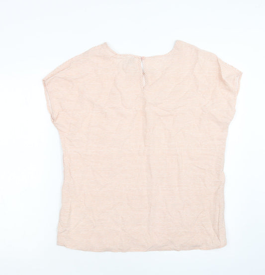 Soyaconcept Womens Pink Striped Basic Blouse Size M Round Neck