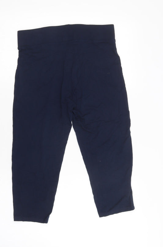 M&S Womens Blue Viscose Chino Leggings Size 10 L21 in