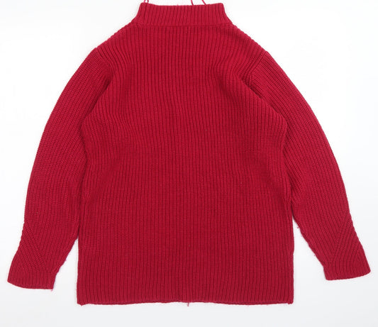 Damart Womens Purple Mock Neck Acrylic Pullover Jumper Size 14