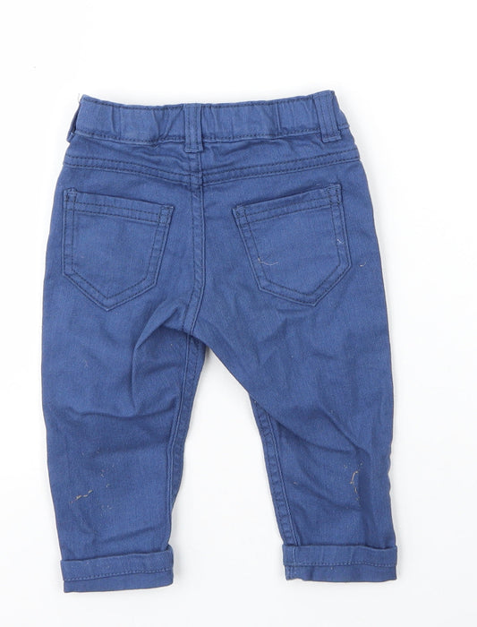 F&F Boys Blue Cotton Capri Jeans Size 6-9 Months Button