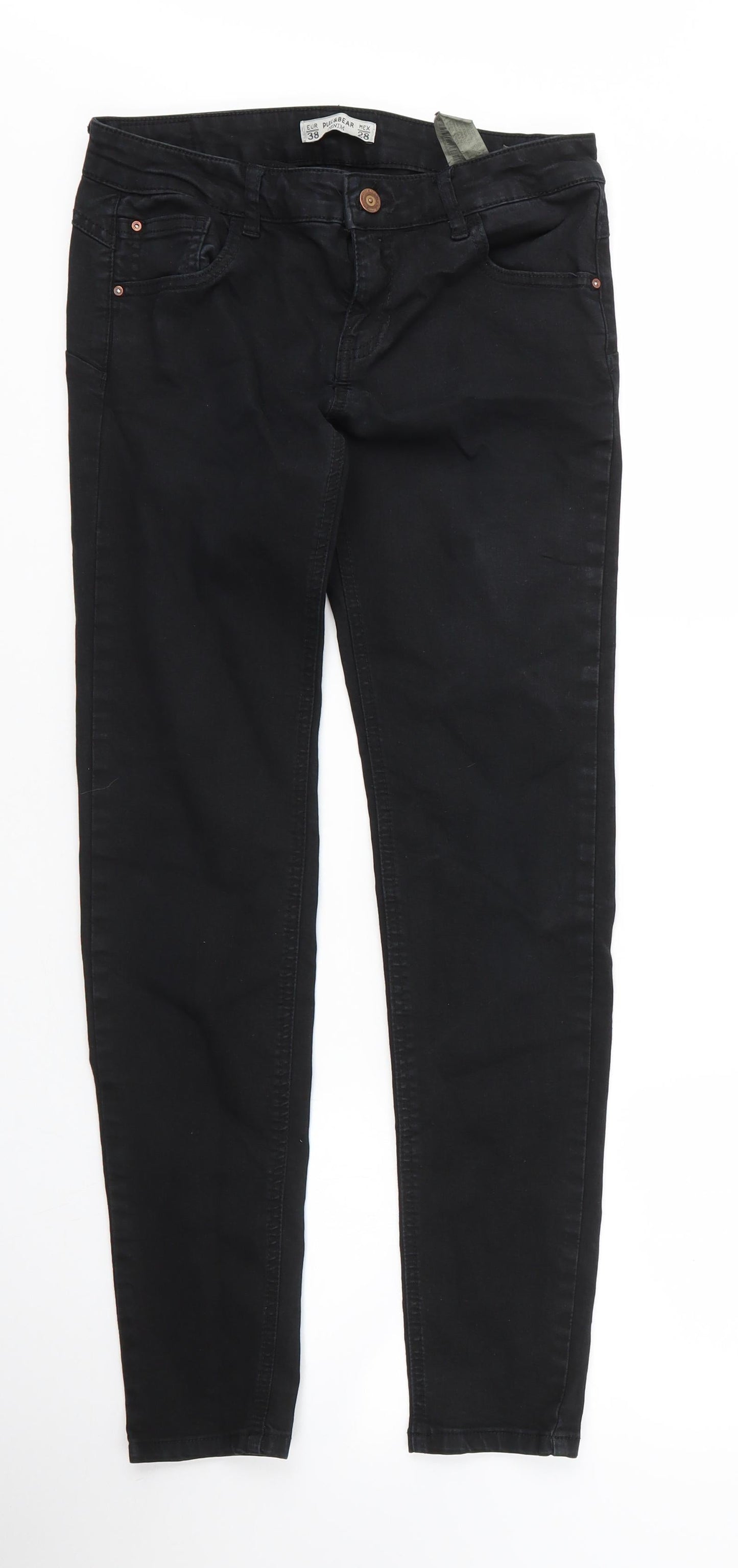 Pull&Bear Womens Black Cotton Skinny Jeans Size 28 in L27 in Regular Zip
