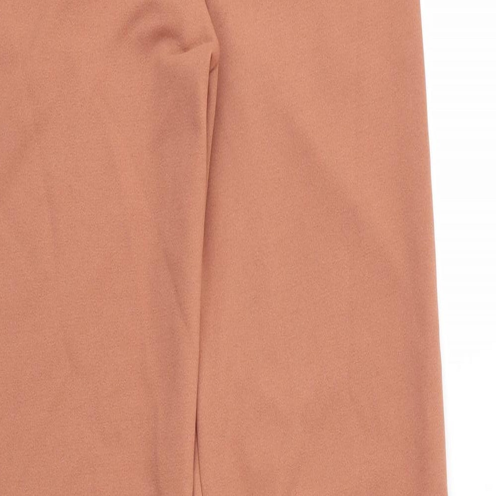 PRETTYLITTLETHING Womens Beige Polyester Trousers Size 10 L33 in Regular Zip