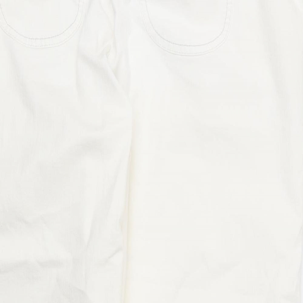 Gerry Weber Womens White Cotton Capri Trousers Size 34 in L27 in Regular Zip