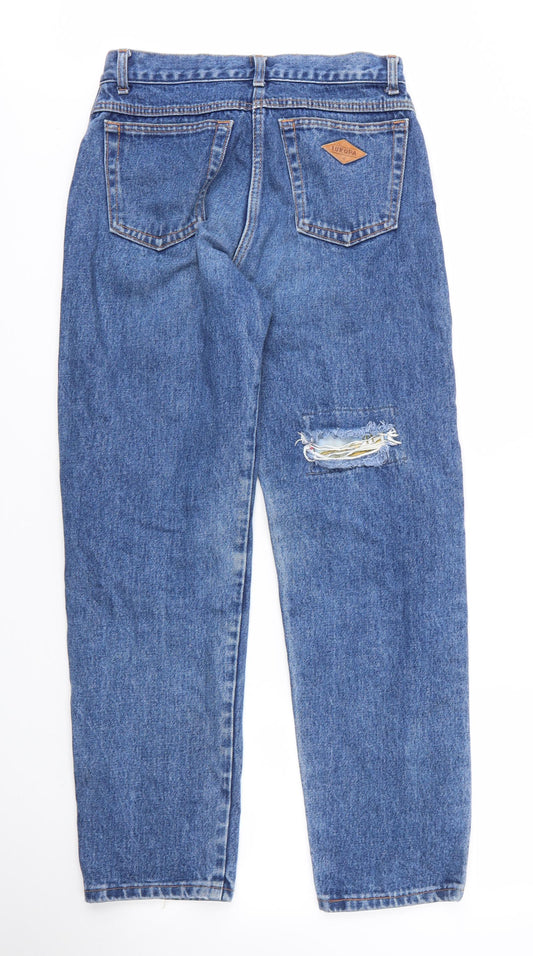 Europa Womens Blue Cotton Mom Jeans Size 28 in L28 in Regular Zip