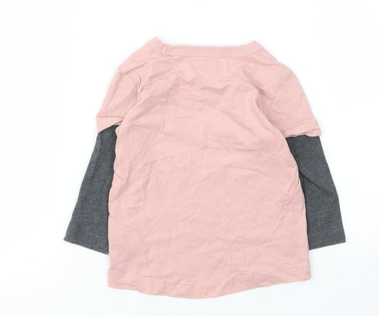 NEXT Boys Pink Cotton Basic T-Shirt Size 6-9 Months Round Neck
