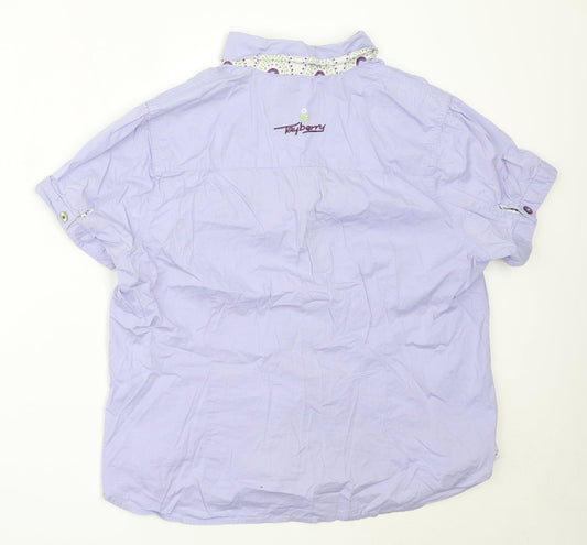 Tayberry Womens Purple Cotton Basic Button-Up Size L Collared