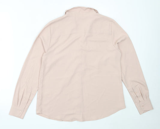 H&M Womens Pink Polyester Basic Button-Up Size M Collared