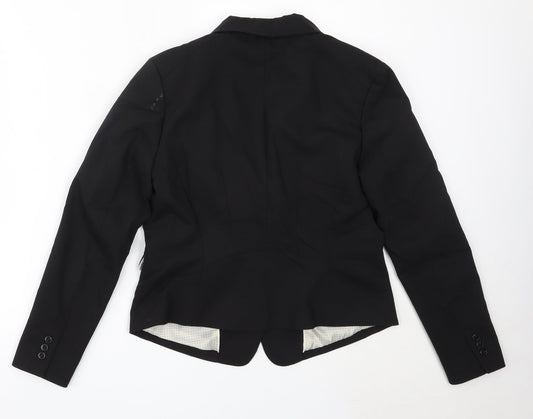 H&M Womens Black Cotton Jacket Blazer Size 42
