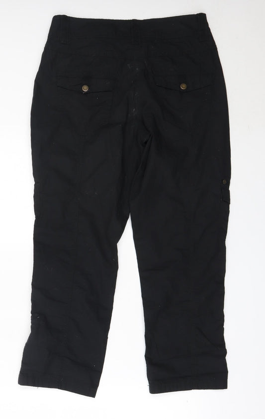 Yessica Womens Black Cotton Cropped Trousers Size 36 L24 in Regular