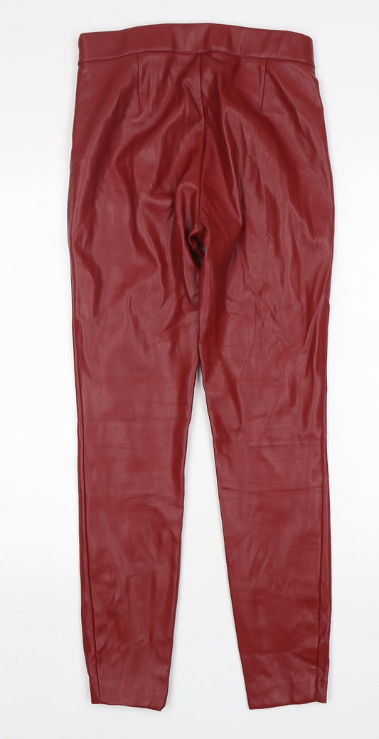 Zara Womens Red Polyurethane Jegging Jeans Size S L28 in Regular