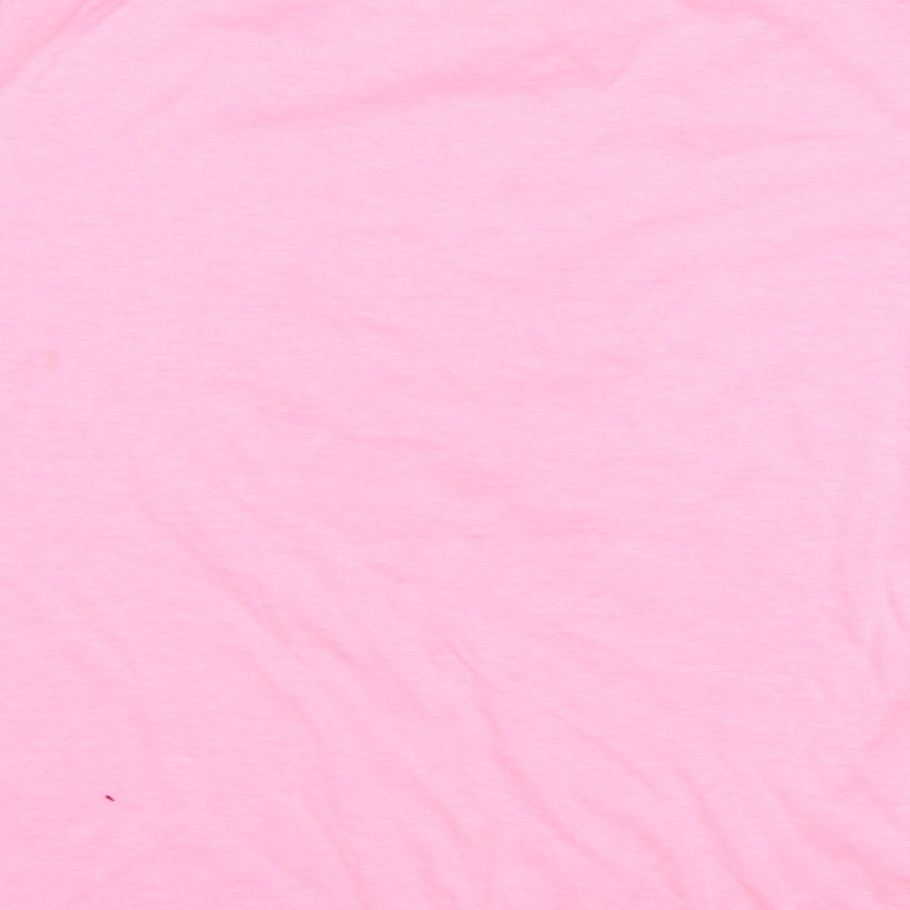 The Vacation Supply Co Girls Pink Cotton Basic T-Shirt Size M Round Neck - Miami Beach