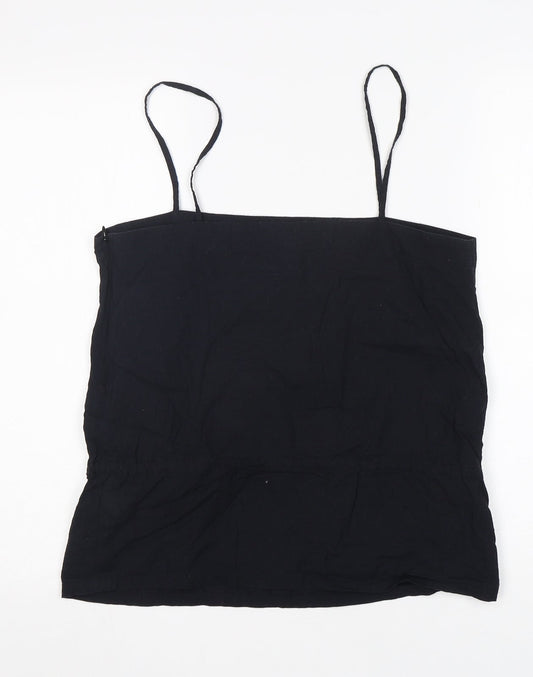 GreatPlains Womens Black Cotton Basic Tank Size M Off the Shoulder