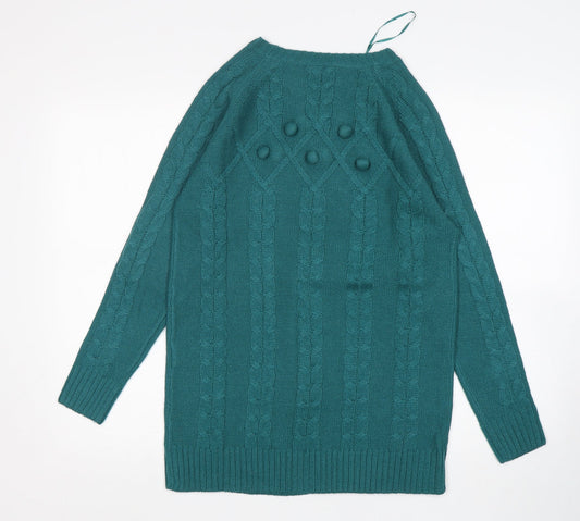 Damart Womens Green Round Neck Acrylic Pullover Jumper Size 10