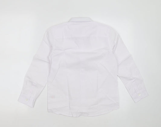 F&F Boys White Polyester Basic Button-Up Size 8-9 Years Collared Button