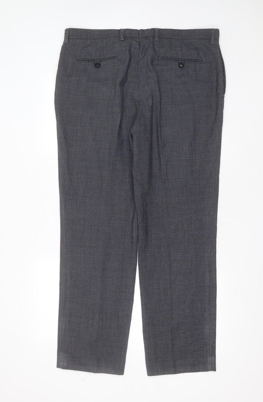 NEXT Mens Blue Polyester Blend Trousers Size 38 in L31 in Regular Zip