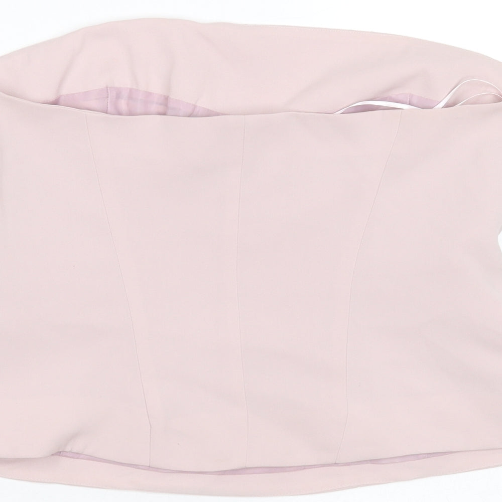 NEXT Womens Pink Polyester Basic Blouse Size 14 Off the Shoulder - Embroidered detail