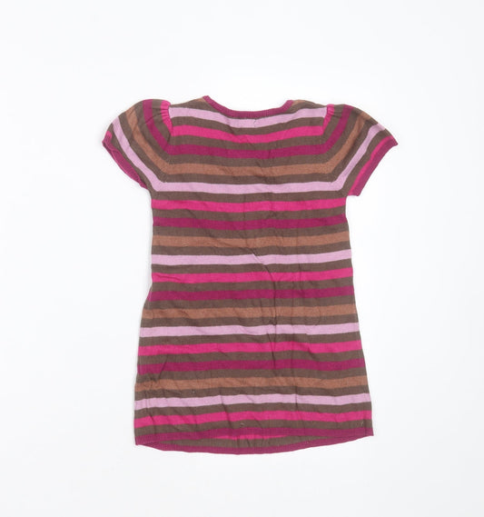 Sergent Major Girls Multicoloured Striped Viscose Jumper Dress Size 5 Years Round Neck