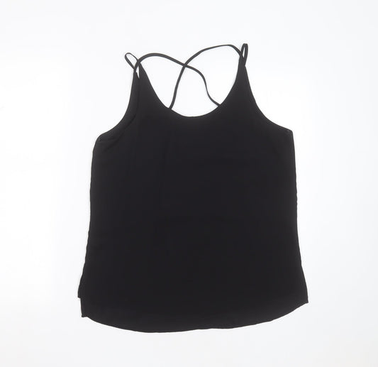 Select Womens Black Polyester Basic Blouse Size 12 Round Neck