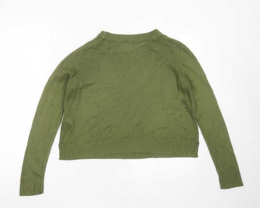 Divided by H&M Womens Green Round Neck Acrylic Pullover Jumper Size XS