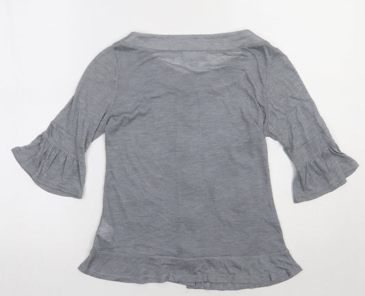 NEXT Womens Grey V-Neck Polyester Cardigan Jumper Size 8