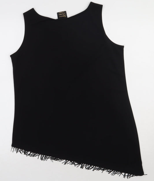 Essential Collection Womens Black Polyester Basic Tank Size 10 Crew Neck