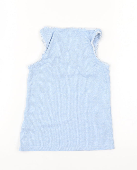 NEXT Girls Blue Cotton Basic Tank Size 5 Years Round Neck Pullover