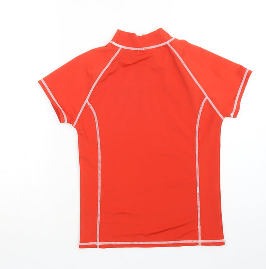 Crane Girls Red Polyester Basic T-Shirt Size 11-12 Years Mock Neck