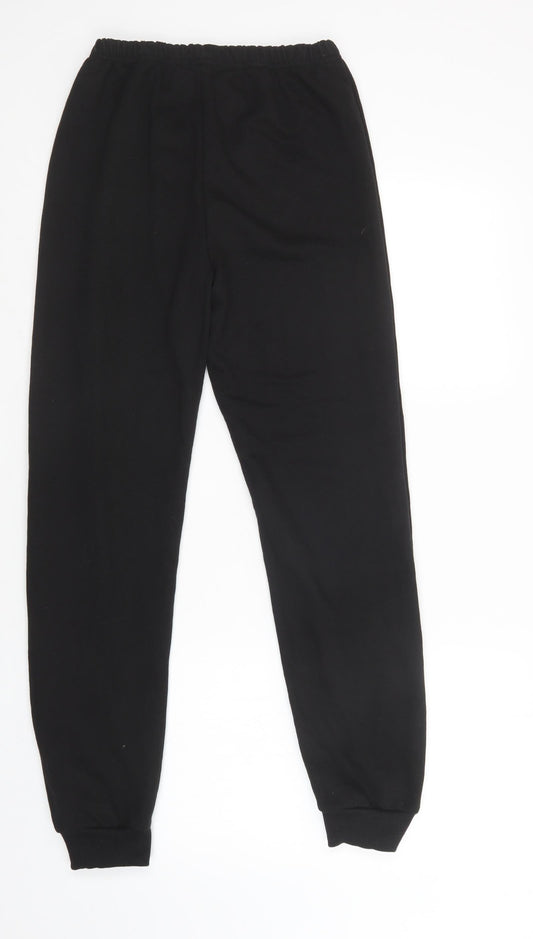 PRETTYLITTLETHING Womens Black Cotton Jogger Trousers Size 8 L29 in Regular