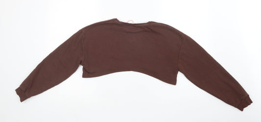 Candy Couture Girls Brown Cotton Pullover Sweatshirt Size 15 Years - Cropped
