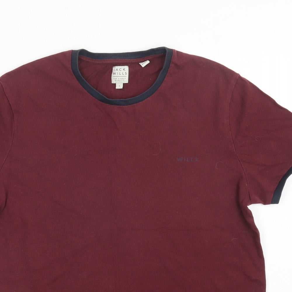 Jack Wills` Mens Purple Cotton T-Shirt Size S Crew Neck