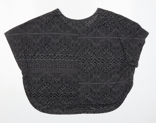 Apricot Womens Grey Geometric Polyester Basic T-Shirt Size 12 Round Neck