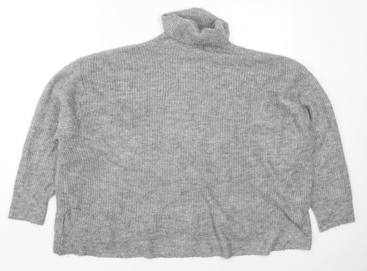 H&M Womens Grey Roll Neck Acrylic Pullover Jumper Size L
