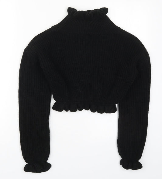 Preworn Womens Black High Neck Acrylic Pullover Jumper Size S