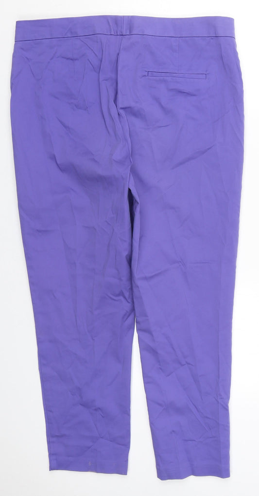 Marks and Spencer Womens Purple Polyester Trousers Size 34 in L25 in Regular Hook & Eye