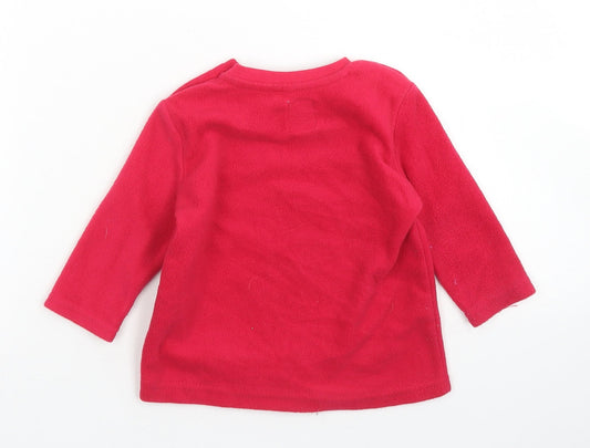 Primark Girls Red Polyester Pullover T-Shirt Size 12-18 Months Crew Neck Button - Mickey Mouse