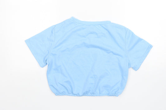 Shein Girls Blue Polyester Cropped T-Shirt Size S Round Neck