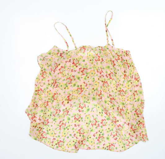 Miss Selfridge Womens Multicoloured Floral Polyester Basic Blouse Size 14 Round Neck