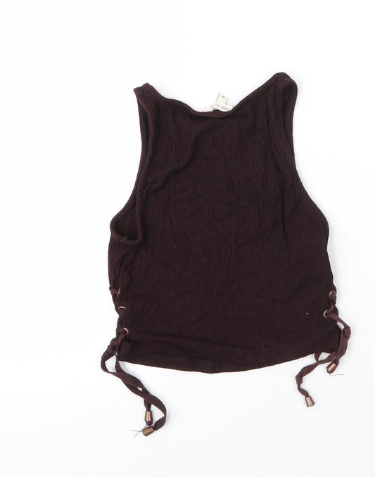 River Island Girls Brown Viscose Basic Tank Size 10 Years Round Neck