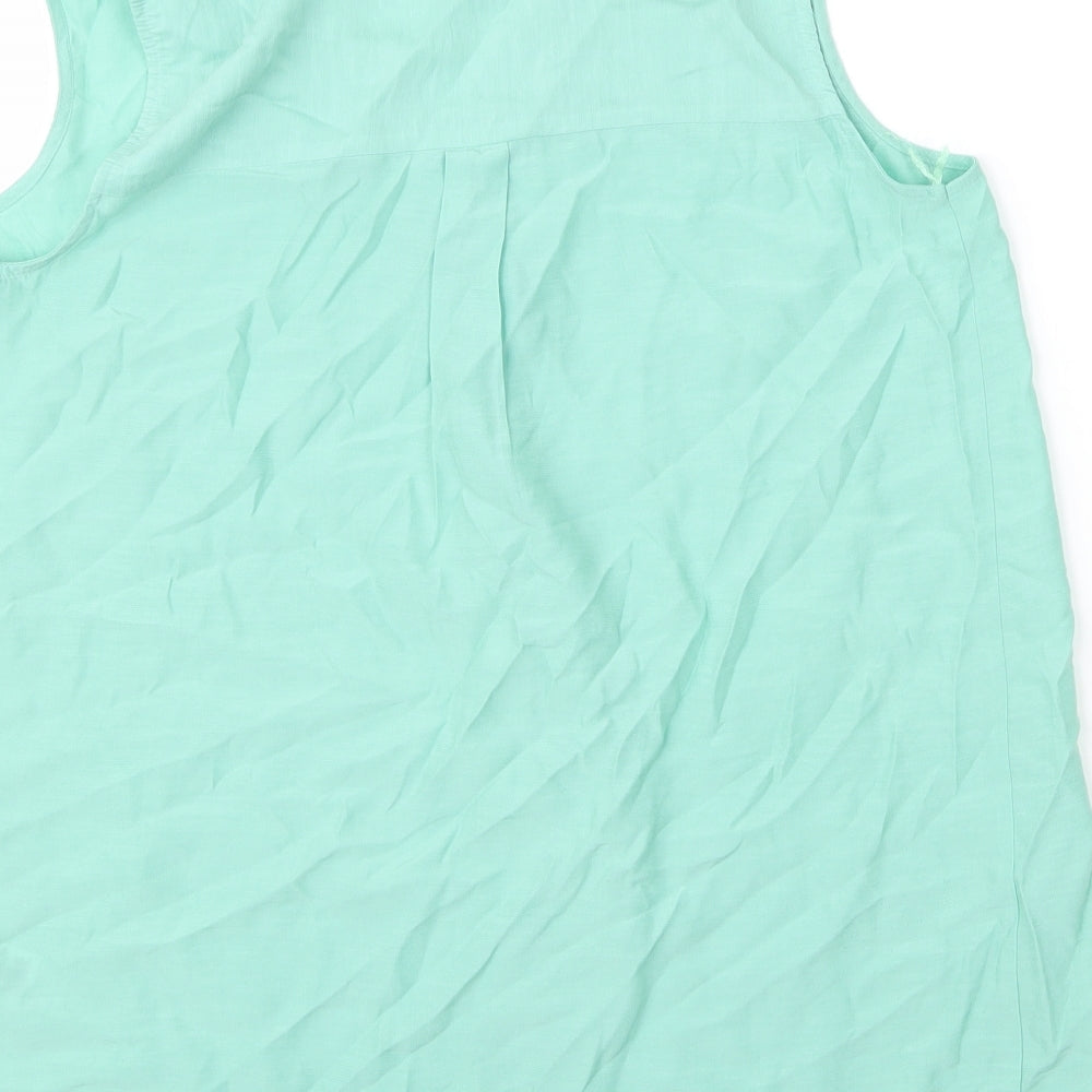 M&S Womens Green Viscose Basic Blouse Size 10 V-Neck