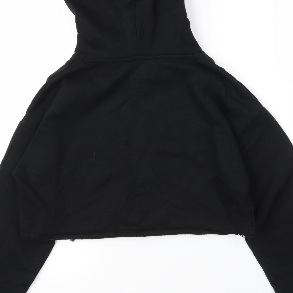 Matalan Girls Black Cotton Pullover Hoodie Size 12 Years