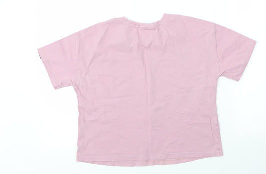 George Girls Purple Cotton Basic T-Shirt Size 12 Years Round Neck