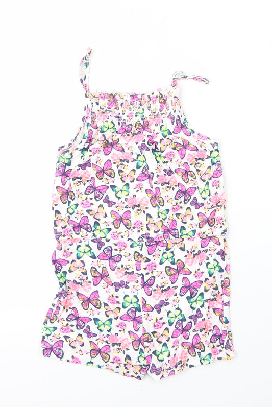 Primark Girls Pink Cotton Romper One-Piece Size 6 Years - Butterflies